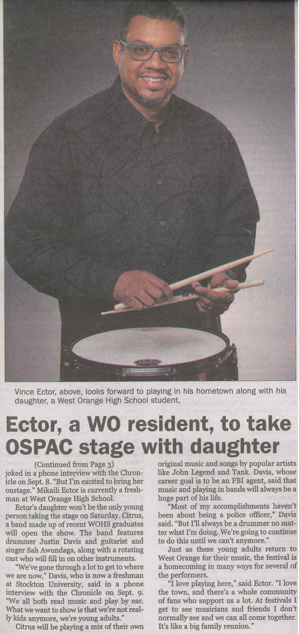Ector, a WO resident, to take OSPAC stage with daughter